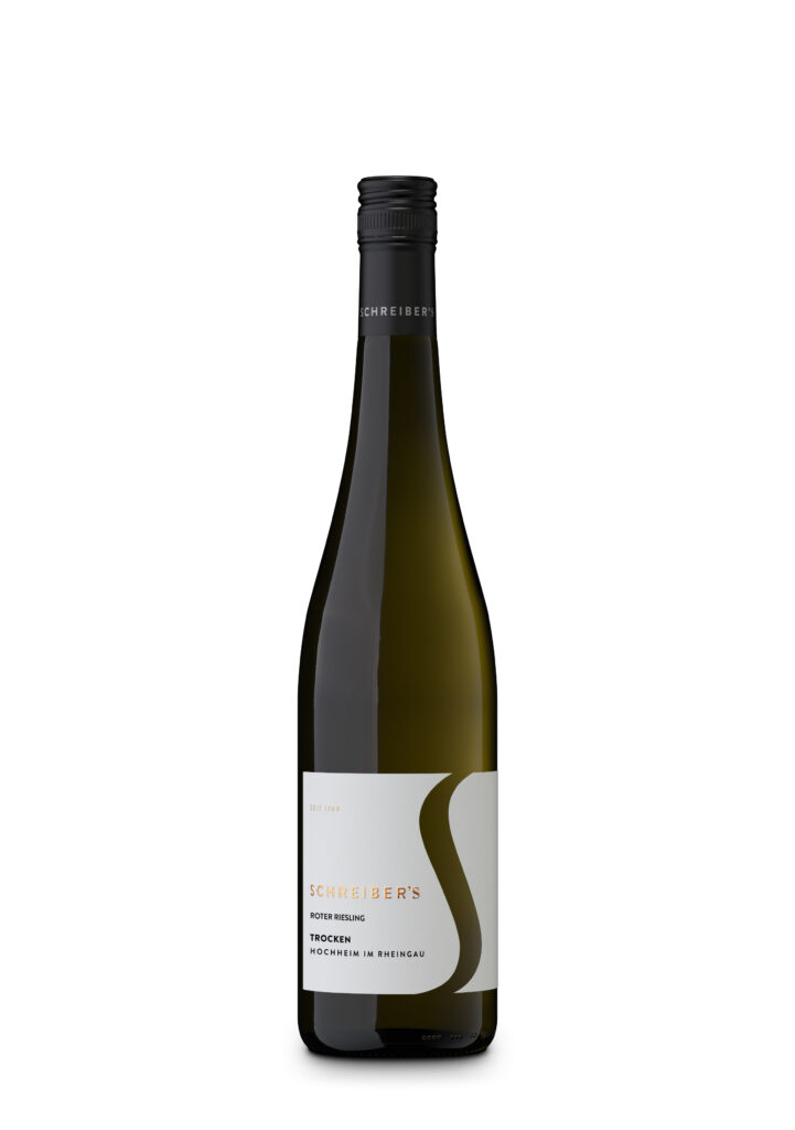 Flasche Roter Riesling – seltener Weißwein mit Aromen von Äpfeln, Birnen und feiner Würze, lebendige Säure und elegante Struktur, perfekt als Speisenbegleiter.